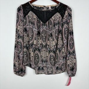 NWT Xhilaration Lace Sheer Patterned Blouse